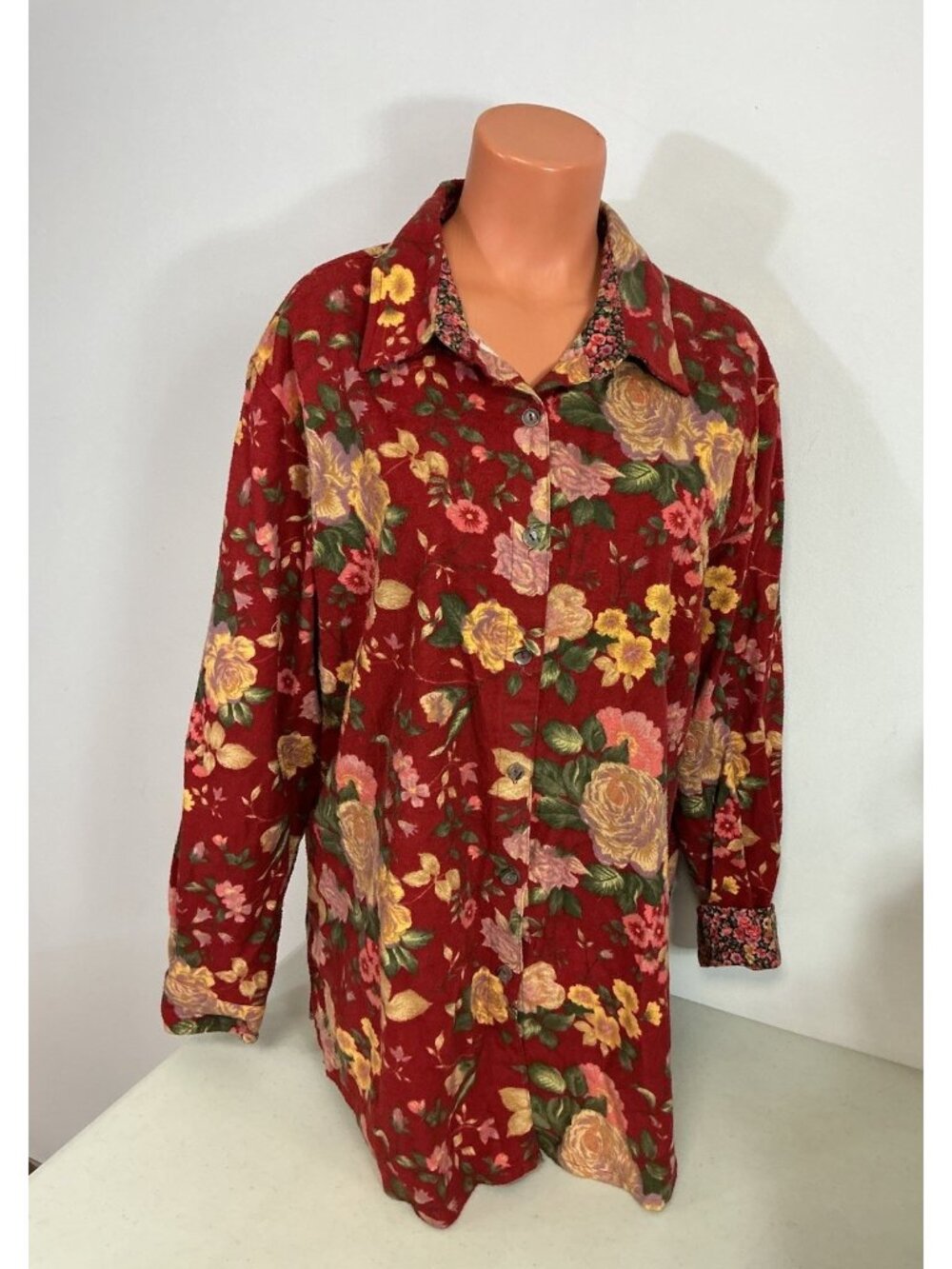 Coldwater Creek Floral Flannel Shirt Button Front Womens 1X